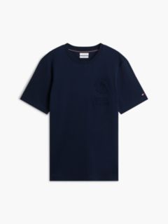 Embossed Logo Interlock Knit T-Shirt — Blue 5