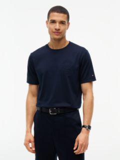 Embossed Logo Interlock Knit T-Shirt — Blue 1