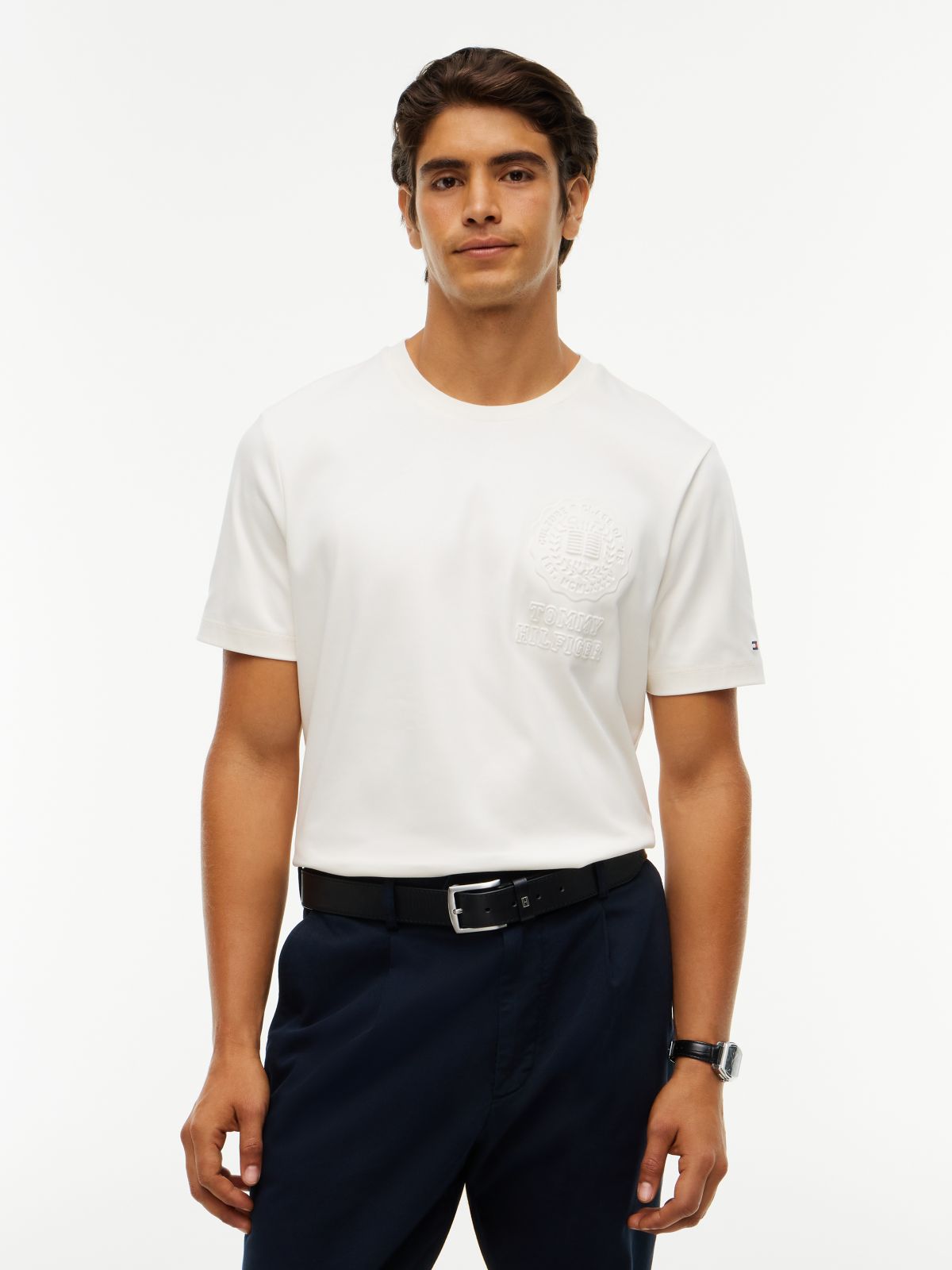 Embossed Logo Interlock Knit T-Shirt — Yellow
