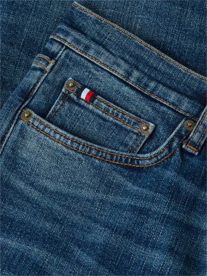 denim denton slim straight leg jeans mit whisker-effekt für herren - tommy hilfiger