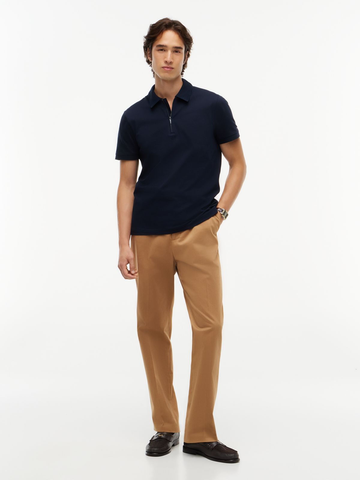 New York Label Performance Regular Fit Polo Shirt — Blue