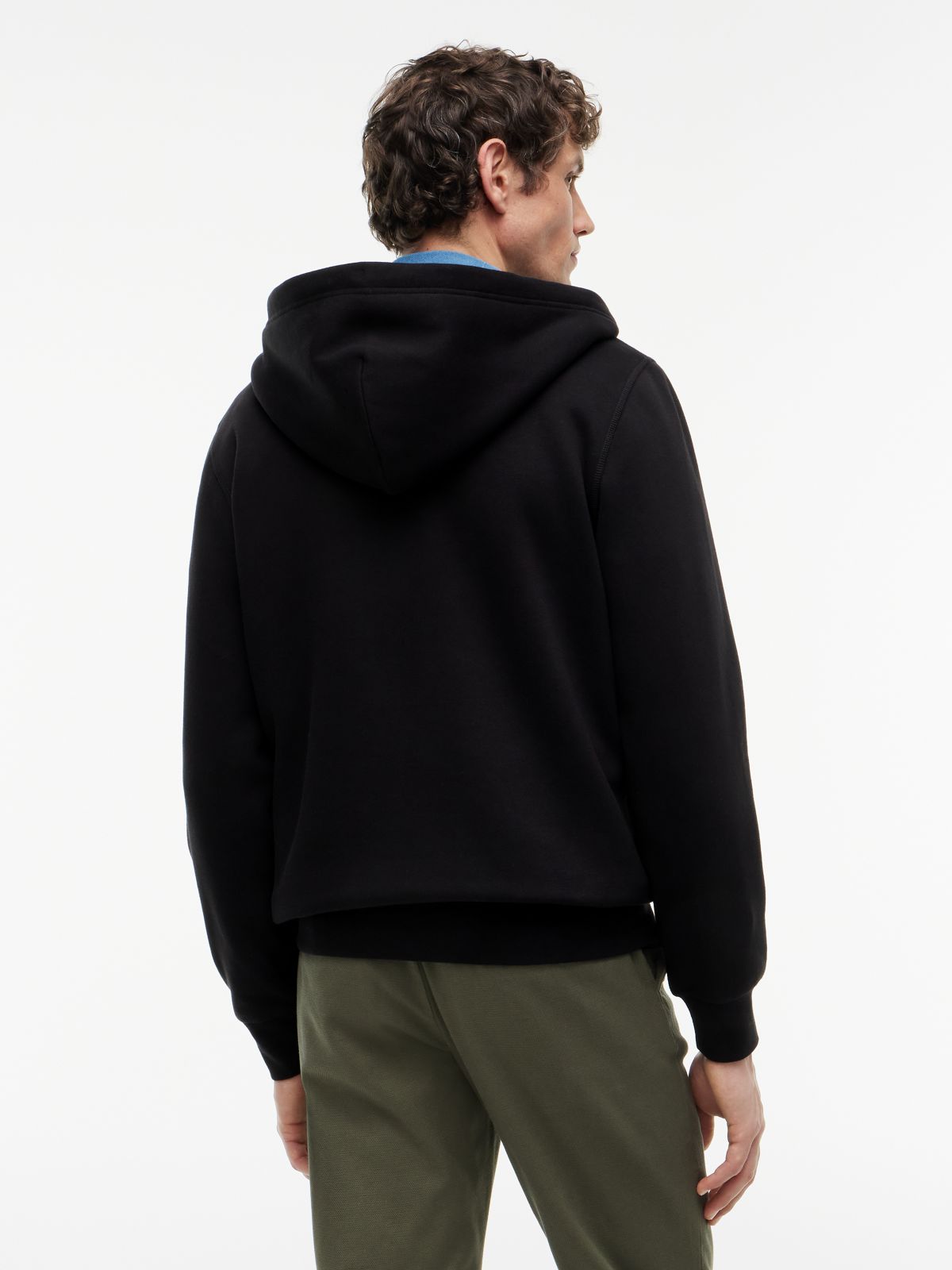 Flag Embroidery Fleece Zip-Thru Hoody — Black