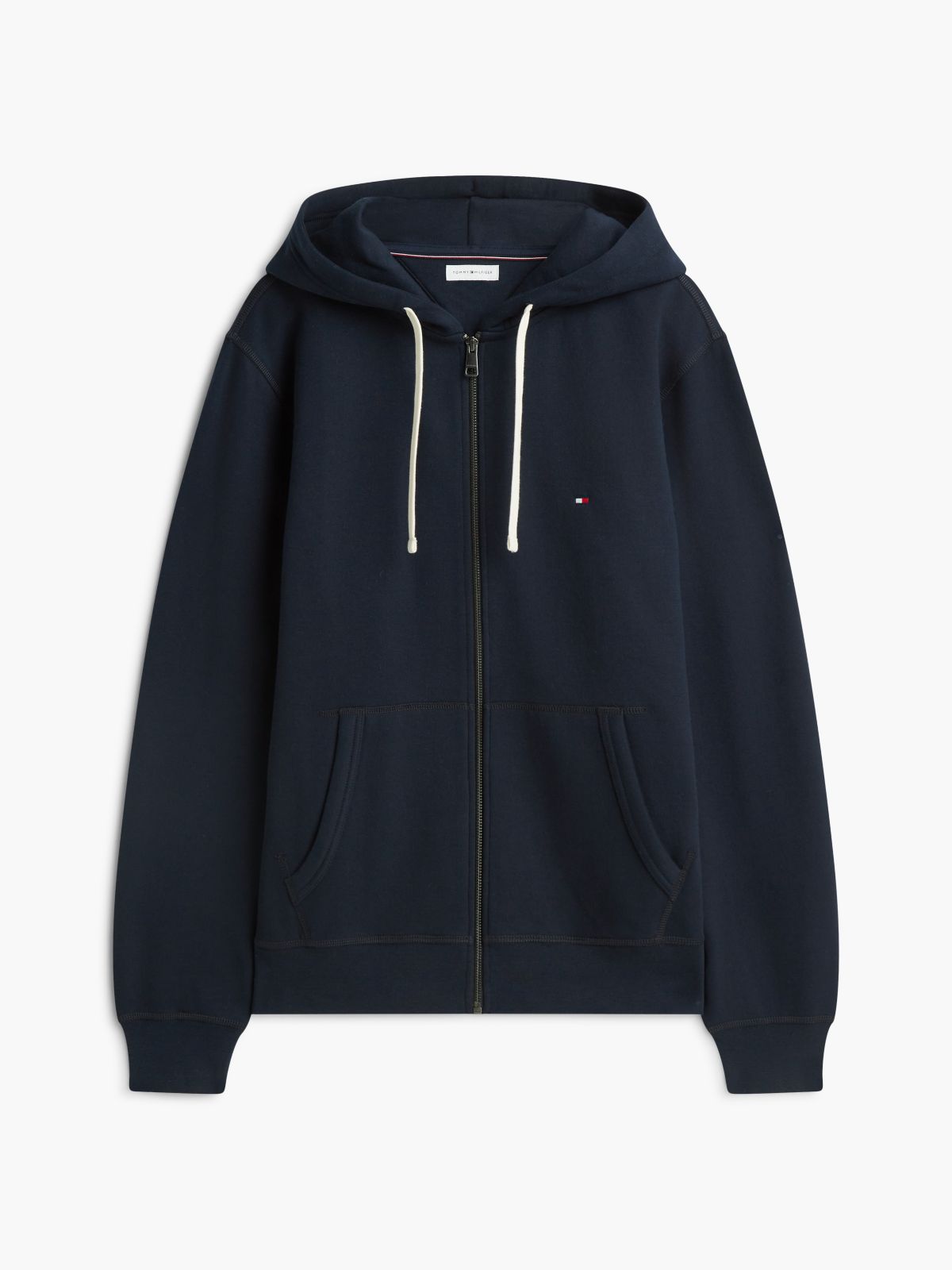 Flag Embroidery Fleece Zip-Thru Hoody — Blue
