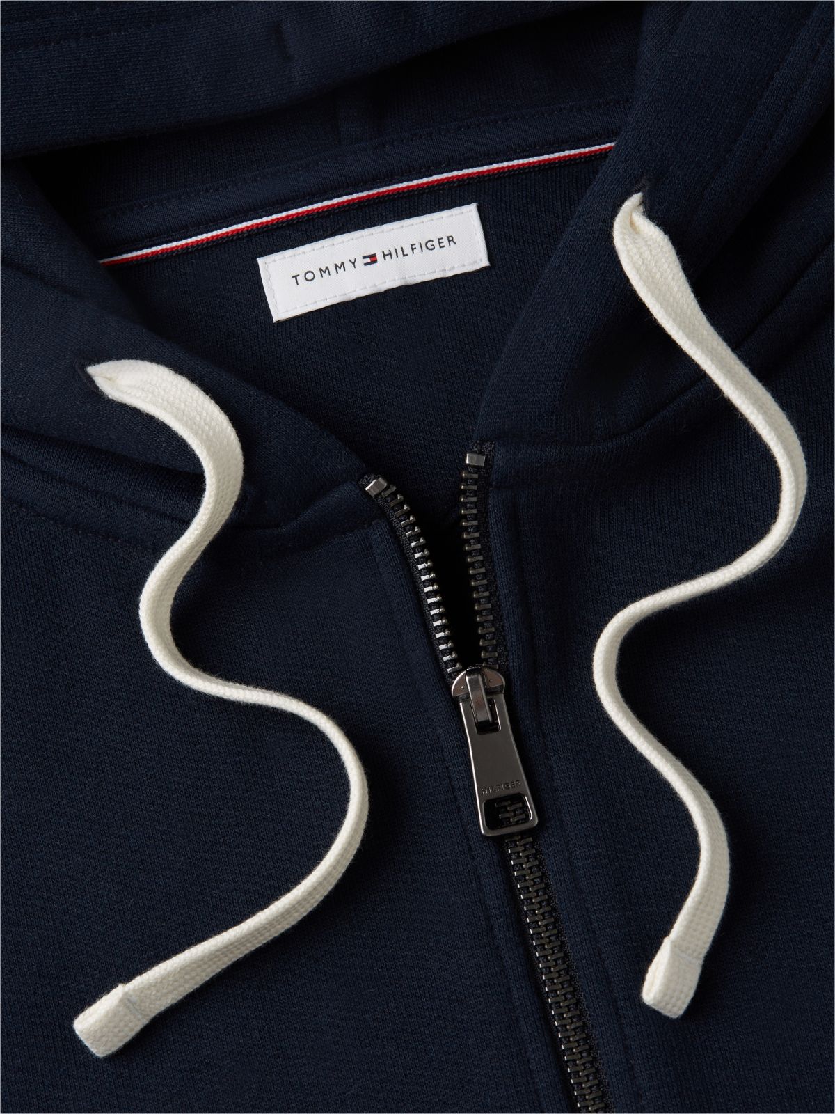 Flag Embroidery Fleece Zip-Thru Hoody — Blue