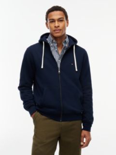 Flag Embroidery Fleece Zip-Thru Hoody — Blue 1