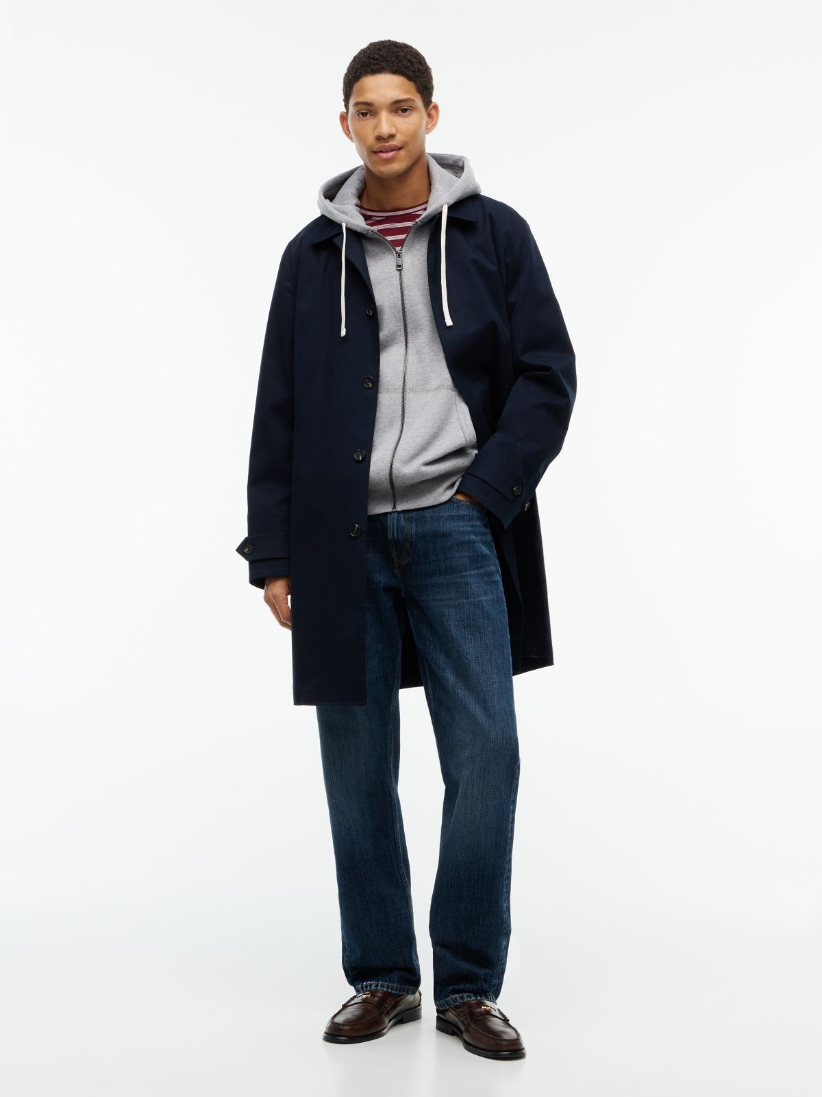Flag Embroidery Fleece Zip-Thru Hoody — Grey