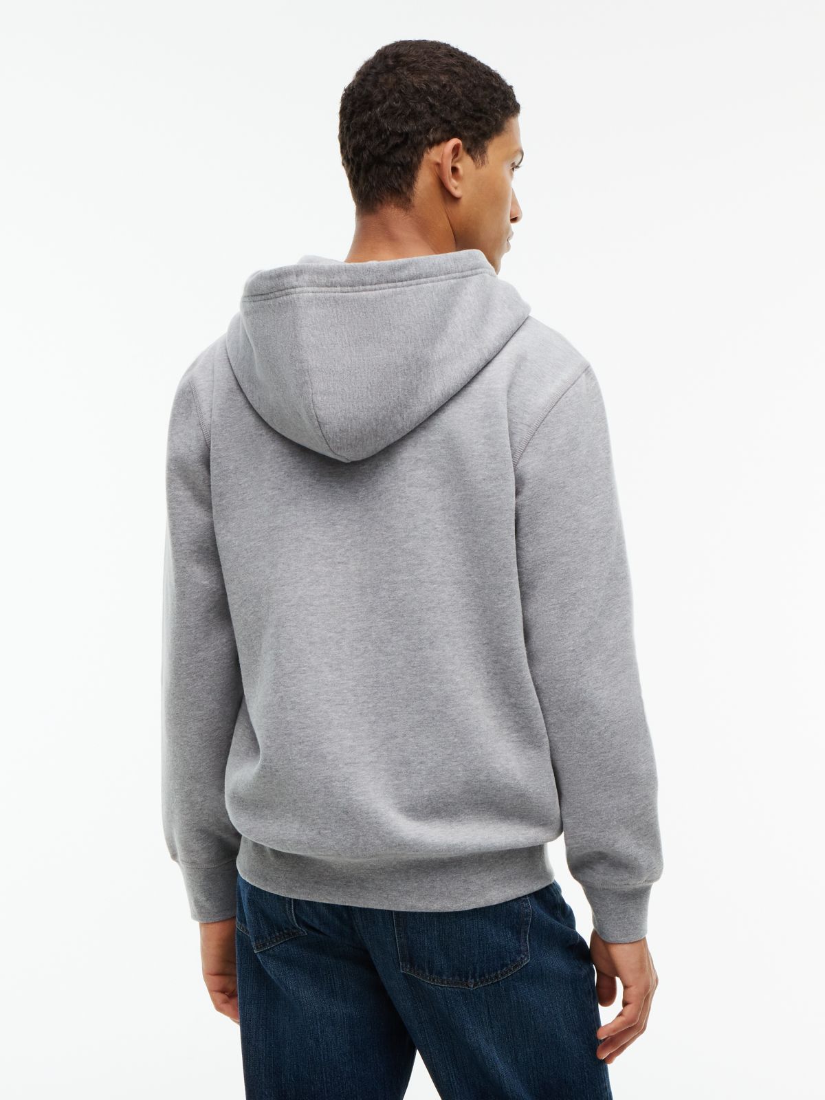 Flag Embroidery Fleece Zip-Thru Hoody — Grey