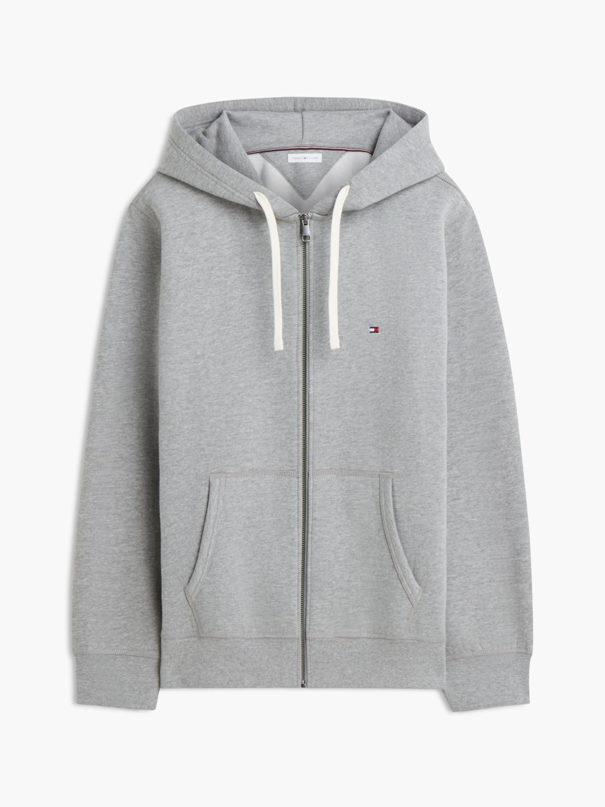 Flag Embroidery Fleece Zip-Thru Hoody — Grey