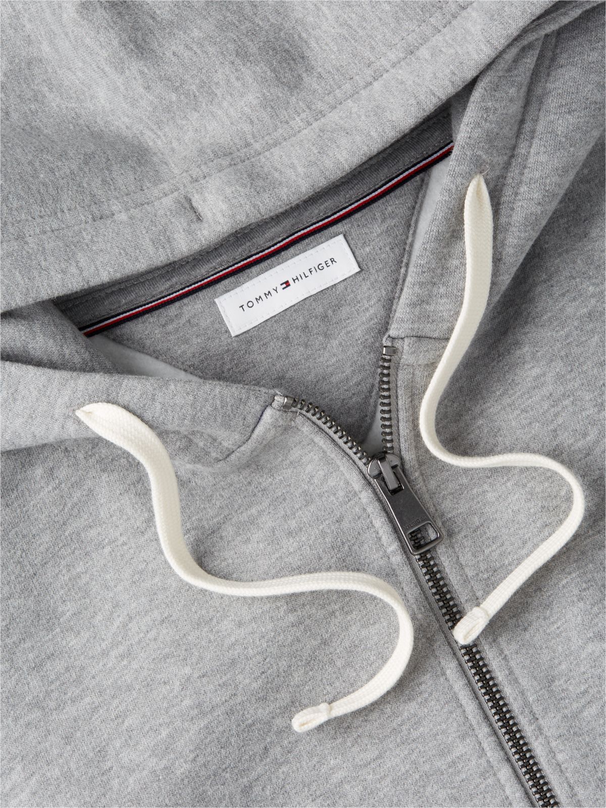 Flag Embroidery Fleece Zip-Thru Hoody — Grey