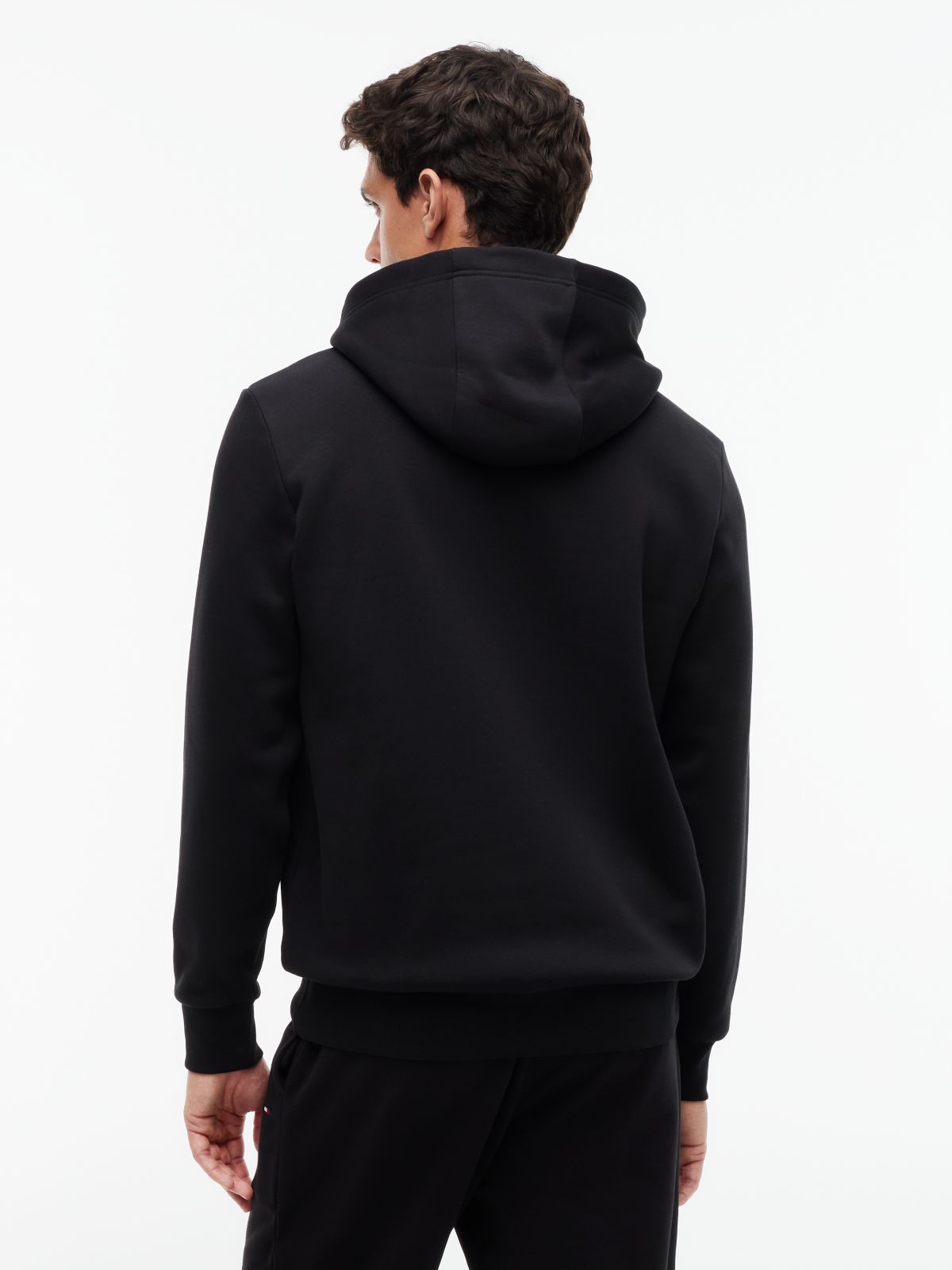 Logo Fleece Drawstring Hoody — Black