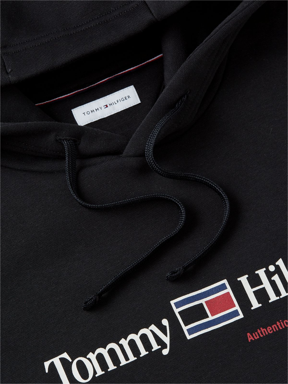 Logo Fleece Drawstring Hoody — Black