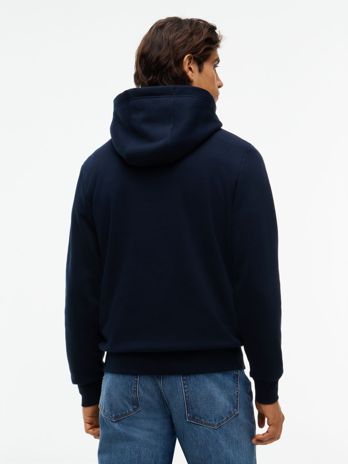 Logo Fleece Drawstring Hoody — Blue