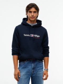 Logo Fleece Drawstring Hoody — Blue 1