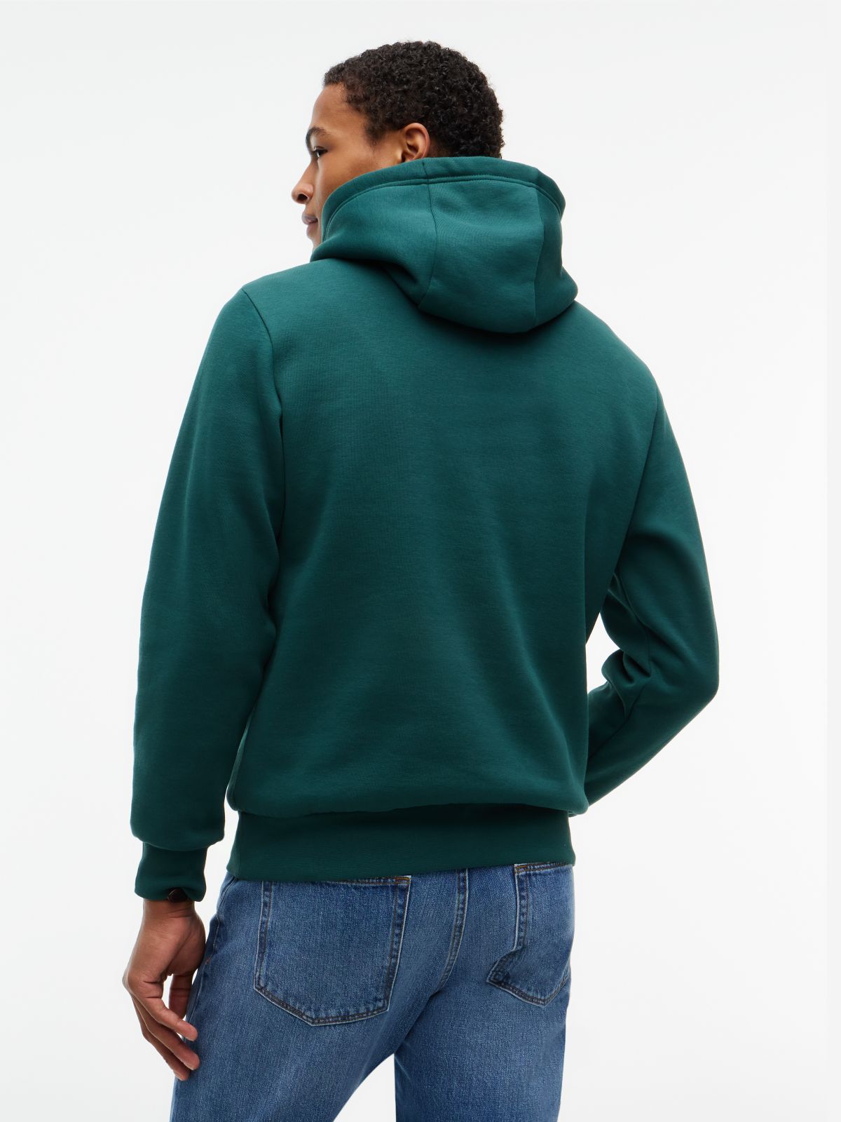 Logo Embroidery Fleece Hoody — Green