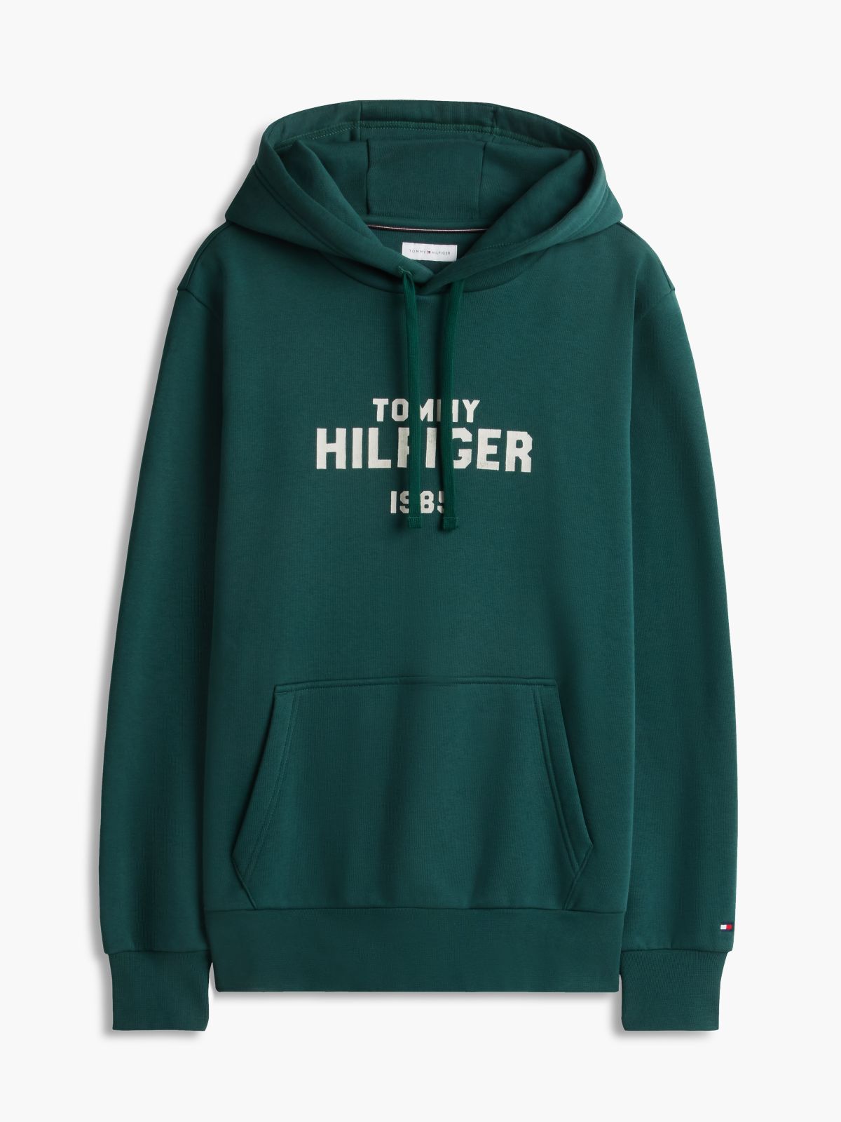 Logo Embroidery Fleece Hoody — Green