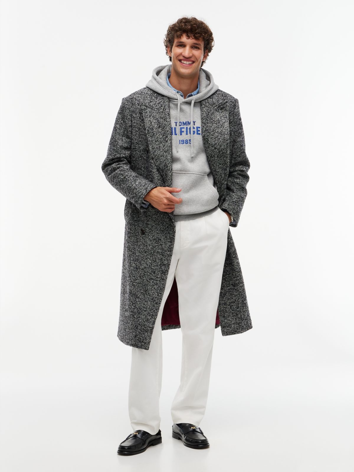 Logo Embroidery Fleece Hoody — Grey