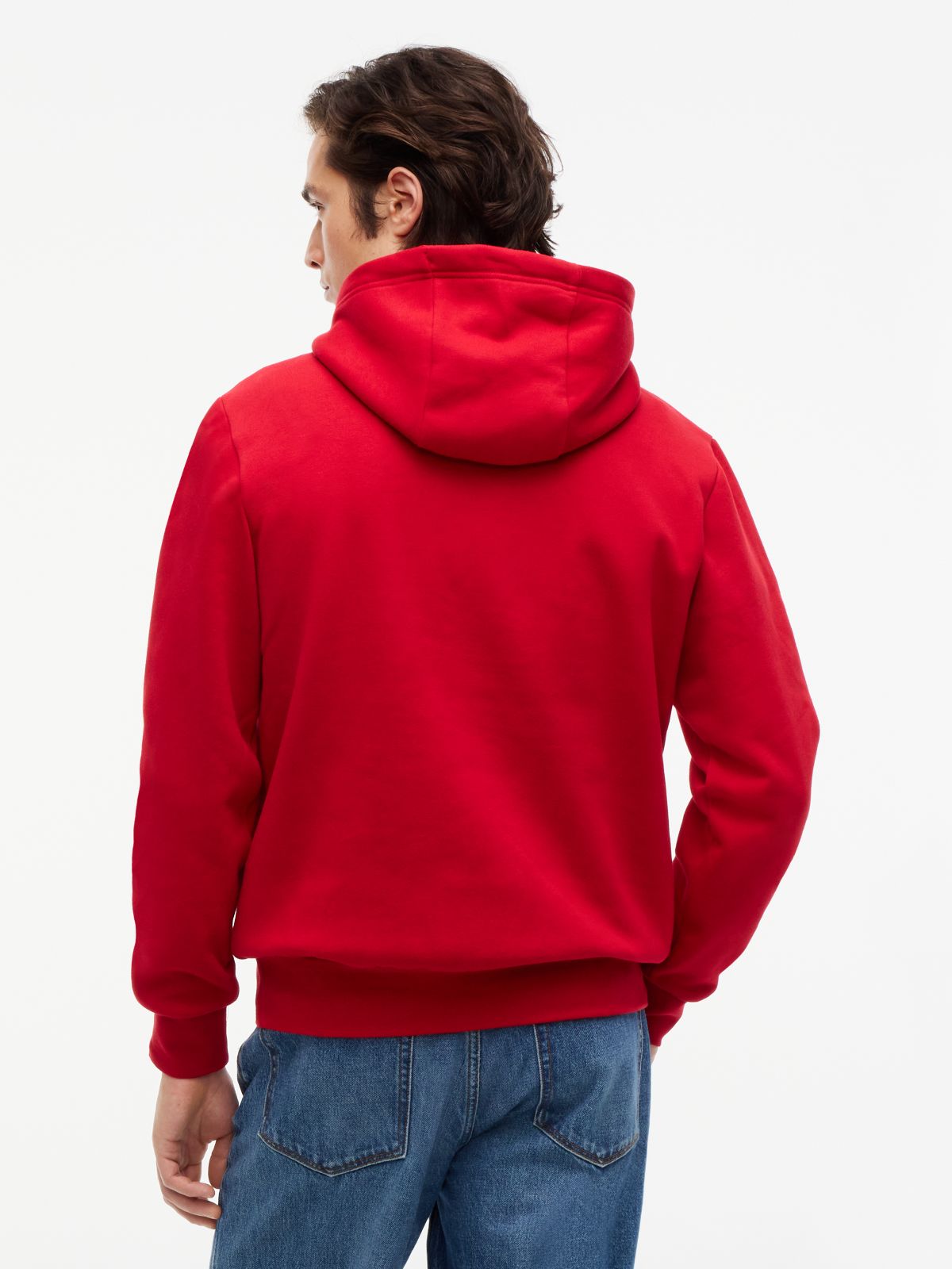 Logo Embroidery Fleece Hoody — Red