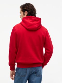 Logo Embroidery Fleece Hoody — Red 4