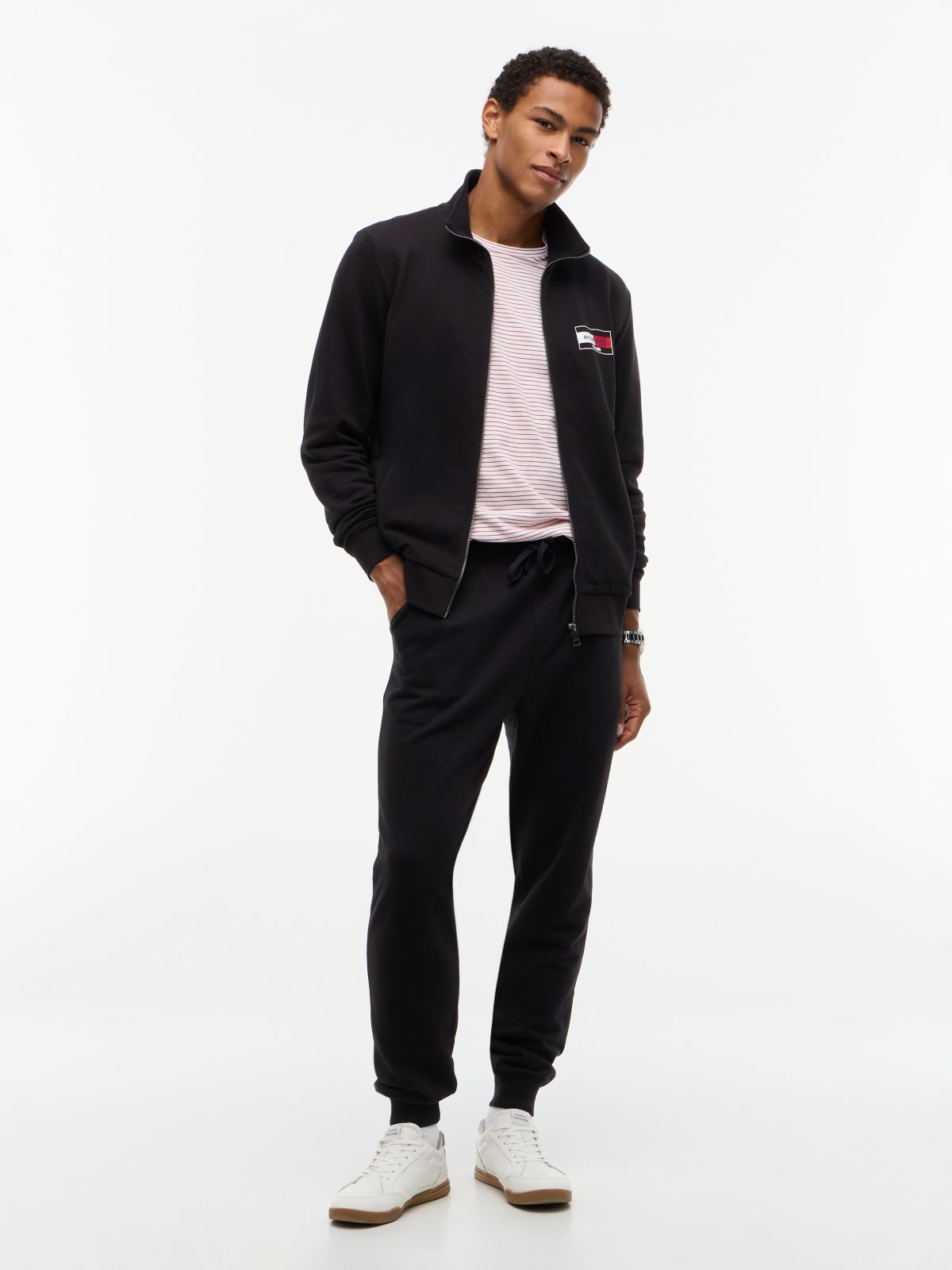 Logo Zip-Thru Terry Sweatshirt — Black