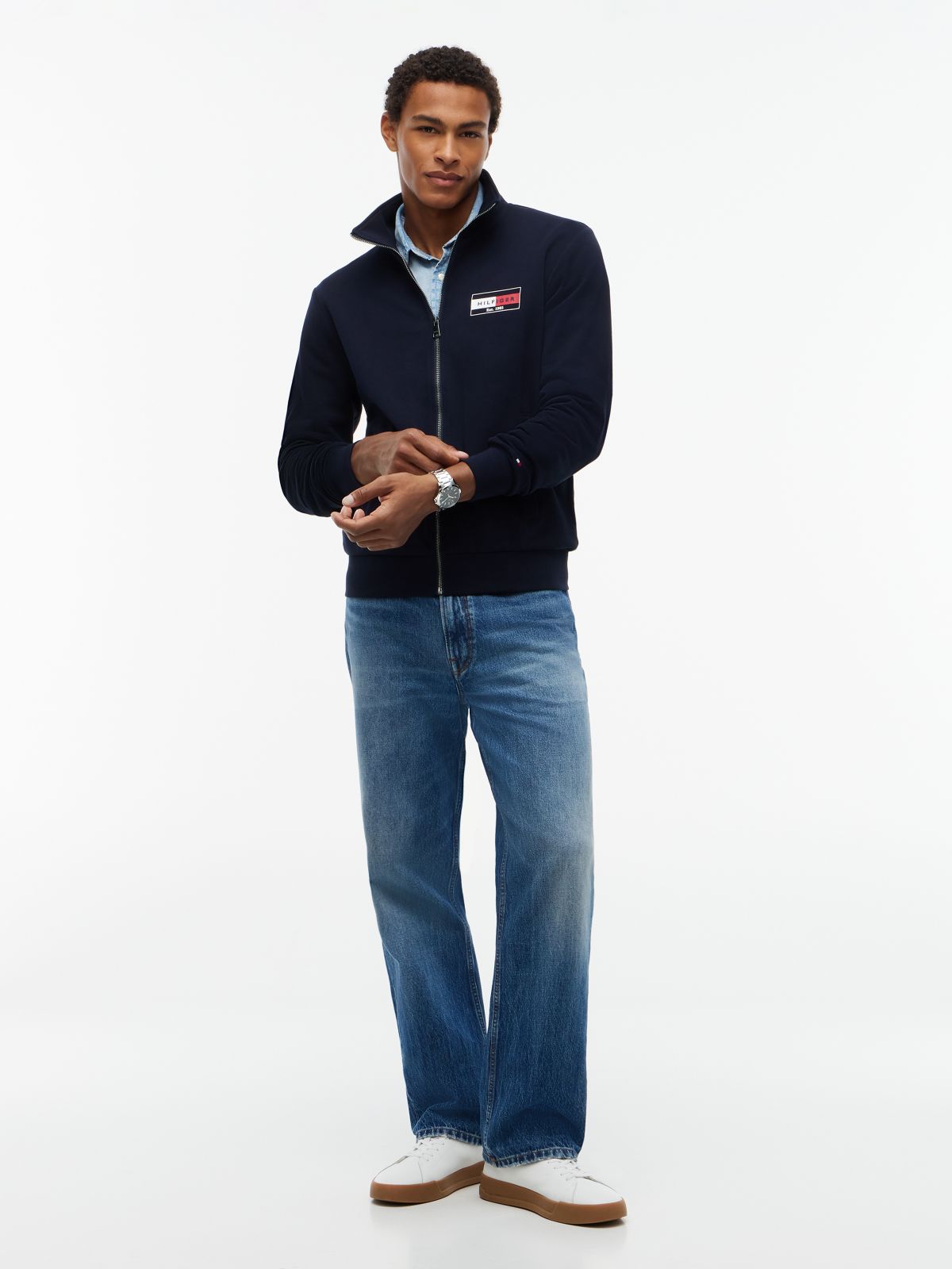 Logo Zip-Thru Terry Sweatshirt — Blue