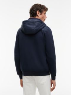 Mixed Texture Zip-Thru Hooded Sweatshirt — Blue 4