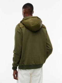 Mixed Texture Zip-Thru Hooded Sweatshirt — Green 4