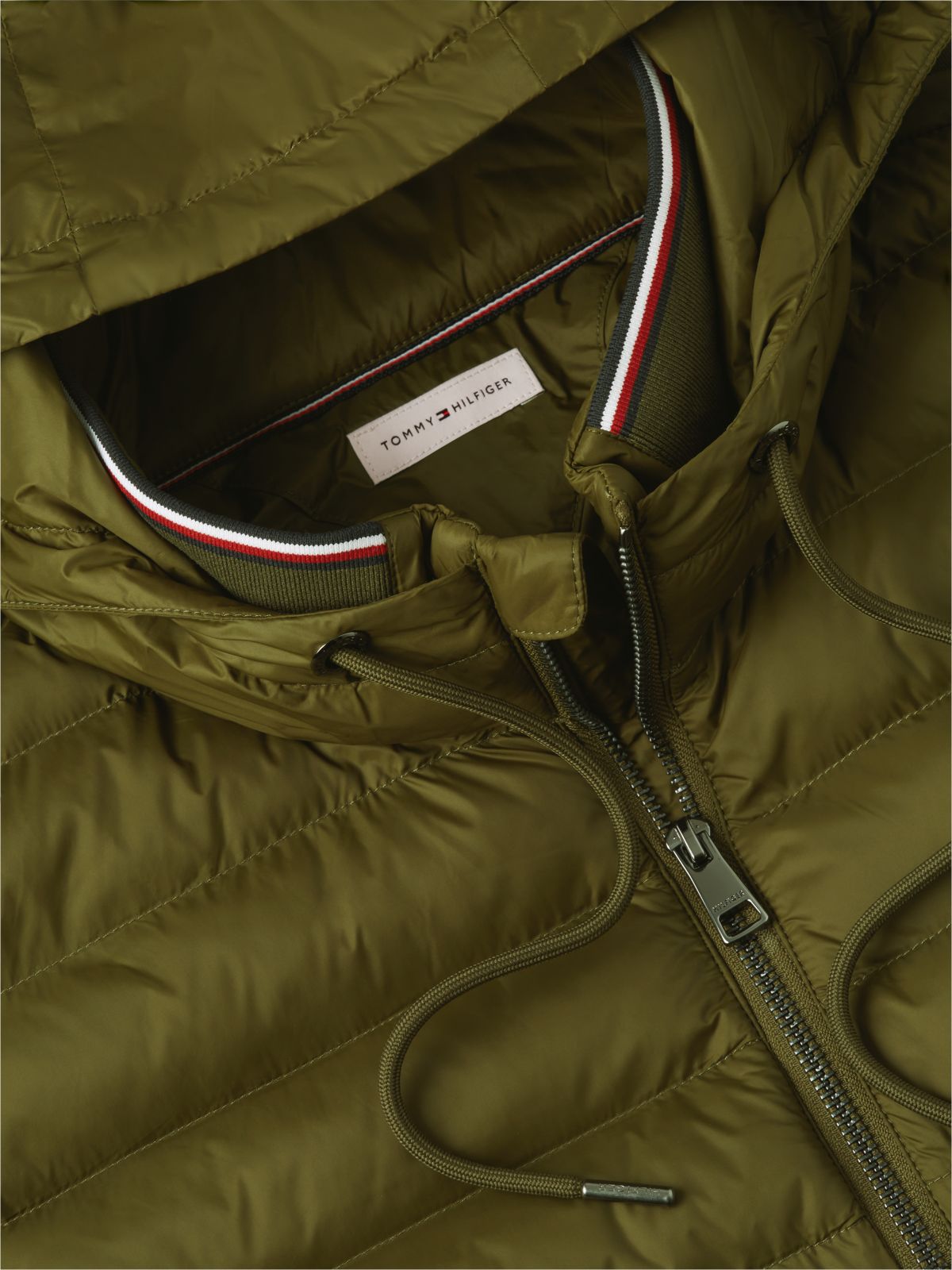 Mixed Texture Zip-Thru Hooded Sweatshirt — Green