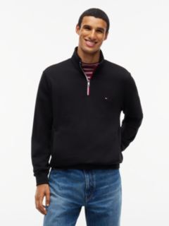 Global Stripe Terry Quarter-Zip Sweatshirt — Black 1
