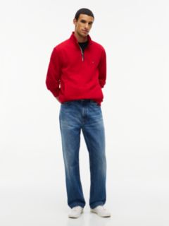 Global Stripe Terry Quarter-Zip Sweatshirt — Red 2
