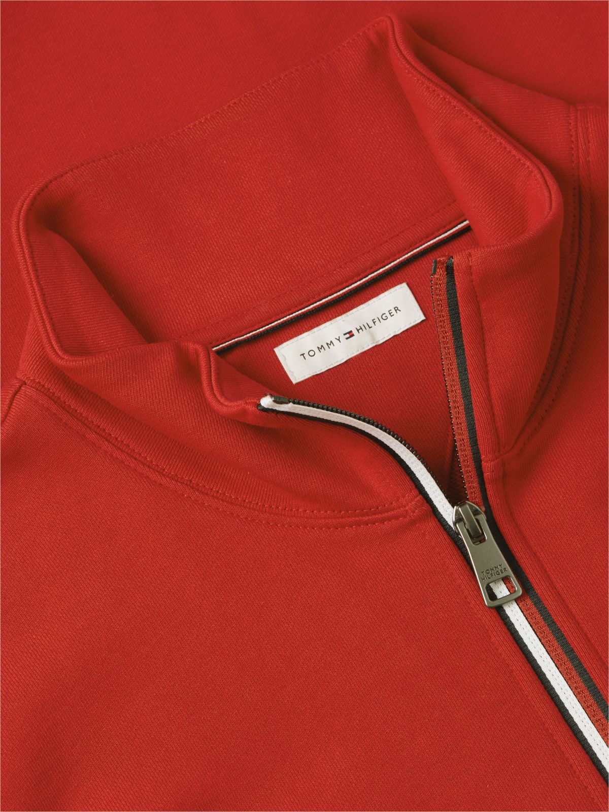 Global Stripe Terry Quarter-Zip Sweatshirt — Red