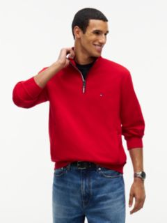 Global Stripe Terry Quarter-Zip Sweatshirt — Red 1