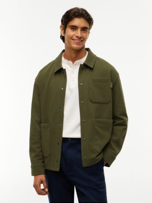 giacca da lavoro relaxed fit con mix di texture green da uomini tommy hilfiger