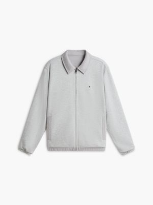 grey intechno knit reversible zip-thru jacket for men tommy hilfiger