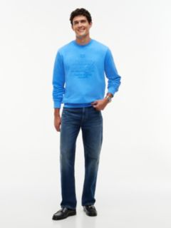 Tonal Logo Embroidery Relaxed Sweatshirt — Blue 2