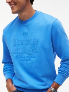 Tonal Logo Embroidery Relaxed Sweatshirt — Blue 3