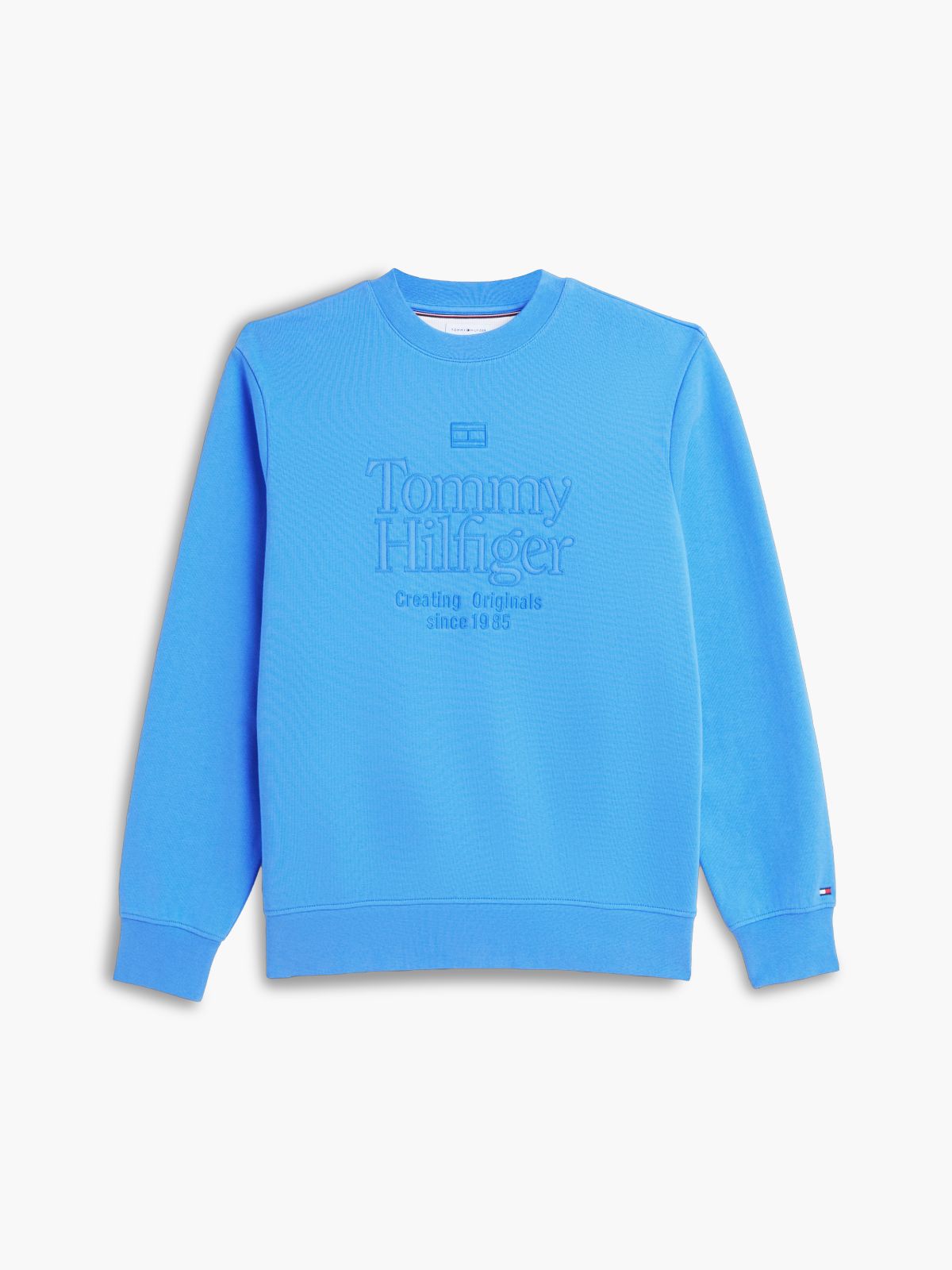 Tonal Logo Embroidery Relaxed Sweatshirt — Blue