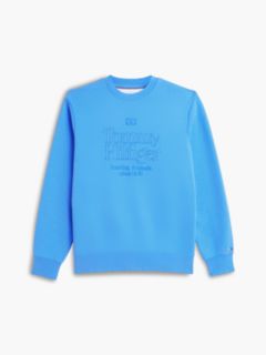 Tonal Logo Embroidery Relaxed Sweatshirt — Blue 5