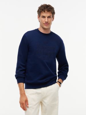 blue tonal logo embroidery relaxed sweatshirt for men tommy hilfiger