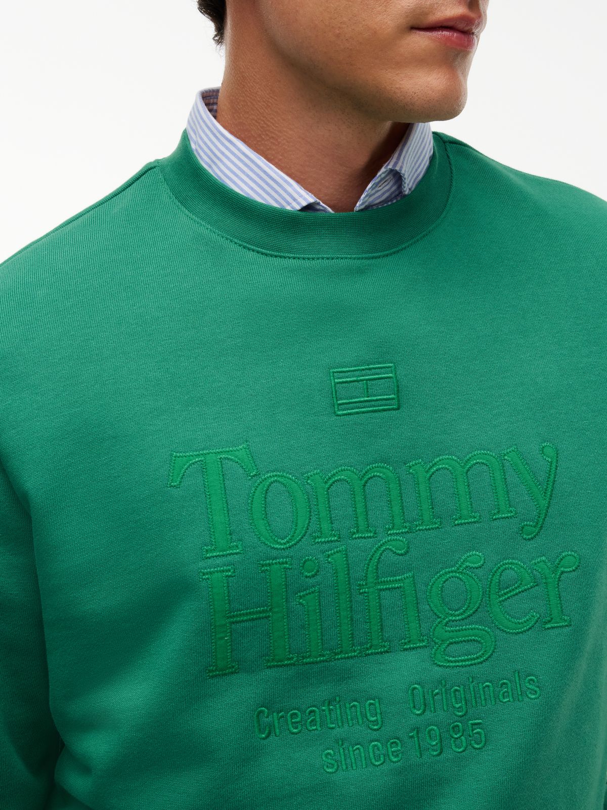 Tonal Logo Embroidery Relaxed Sweatshirt — Green