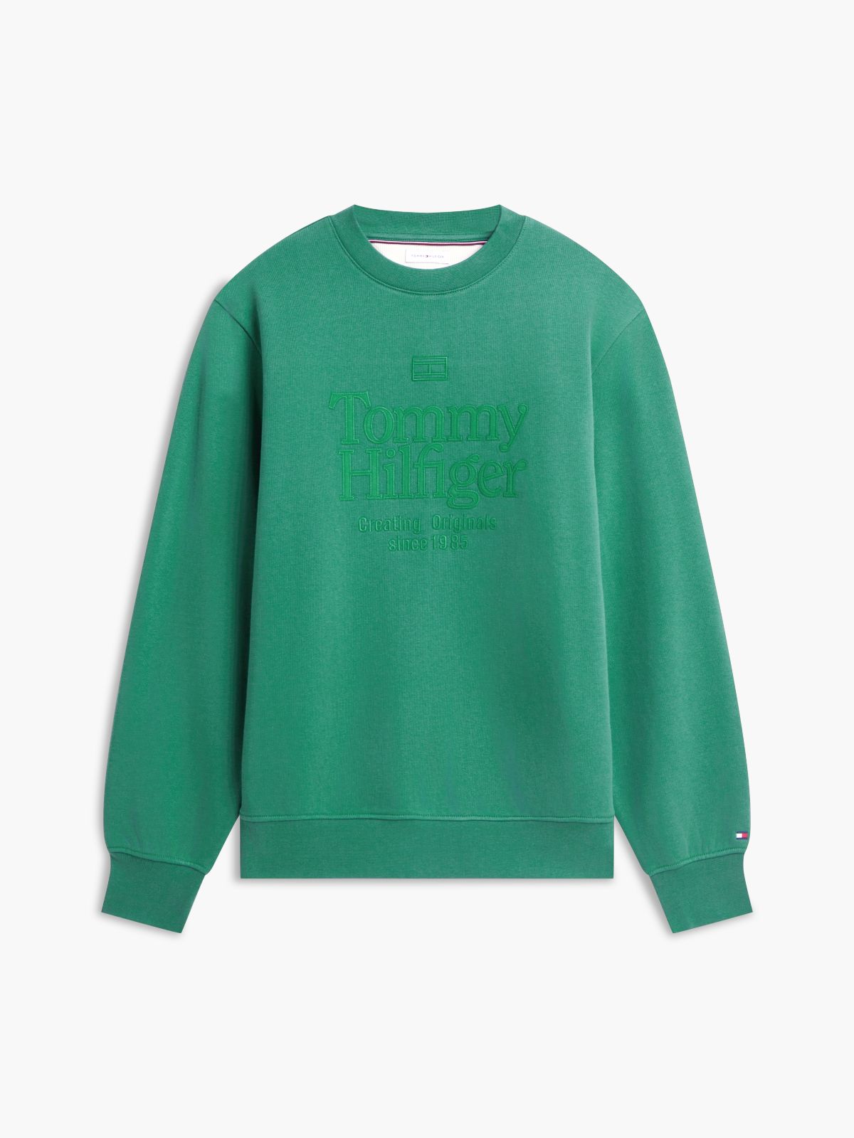 Tonal Logo Embroidery Relaxed Sweatshirt — Green