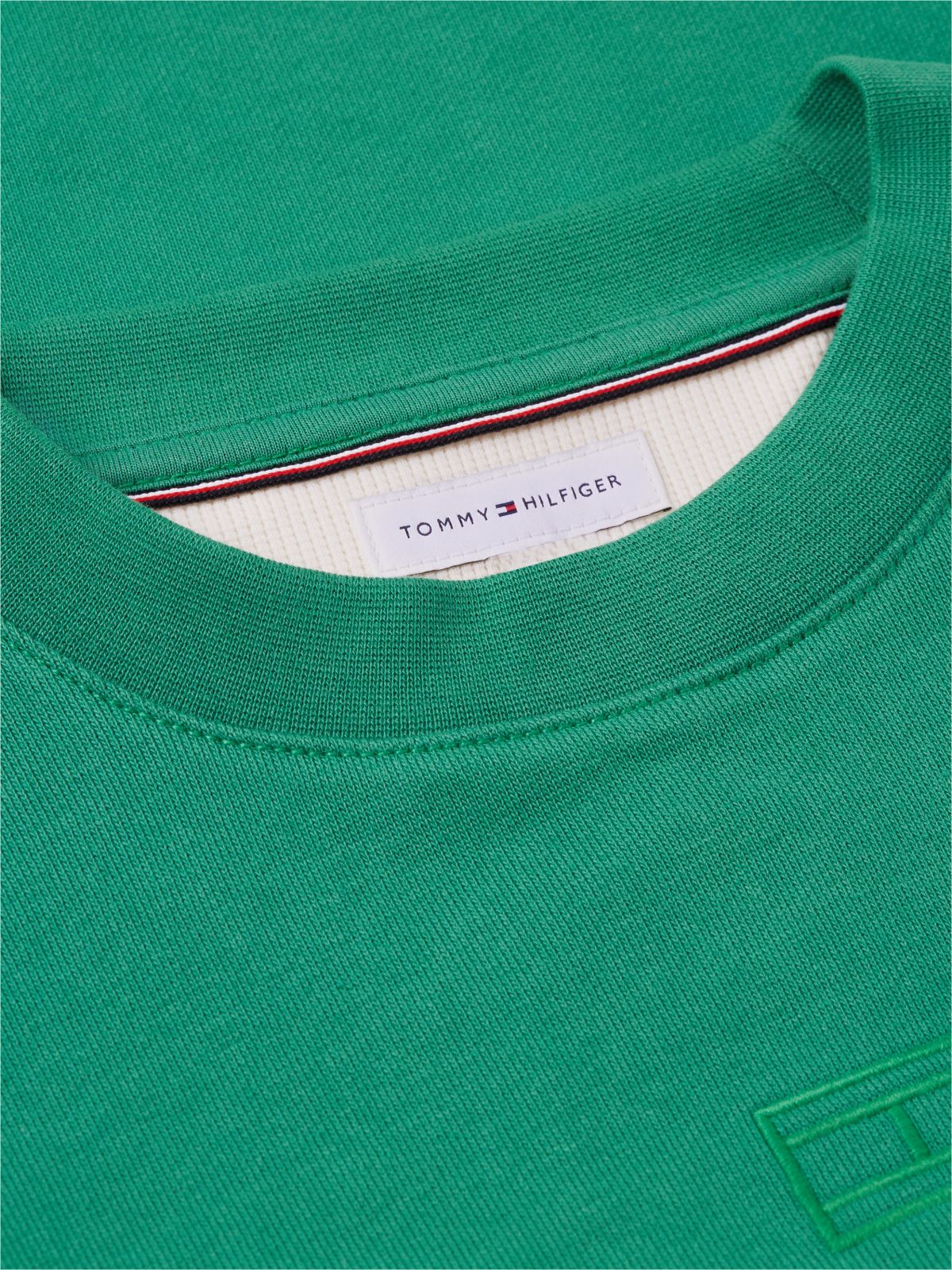 Tonal Logo Embroidery Relaxed Sweatshirt — Green