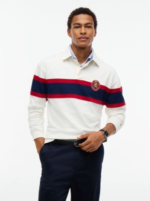 yellow crest colour-blocked relaxed rugby shirt for men tommy hilfiger