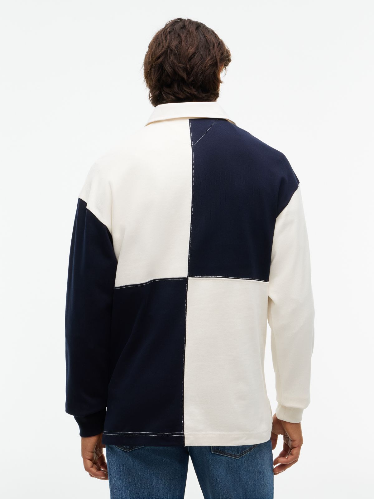 Varsity Colour-Blocked Relaxed Rugby Shirt — Yellow