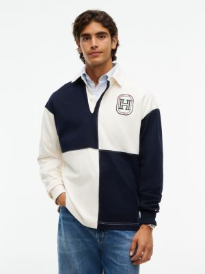 polo rugby universitaire colour-block yellow pour hommes tommy hilfiger