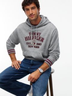 Varsity Logo Embroidery Relaxed Hoody — Grey 3