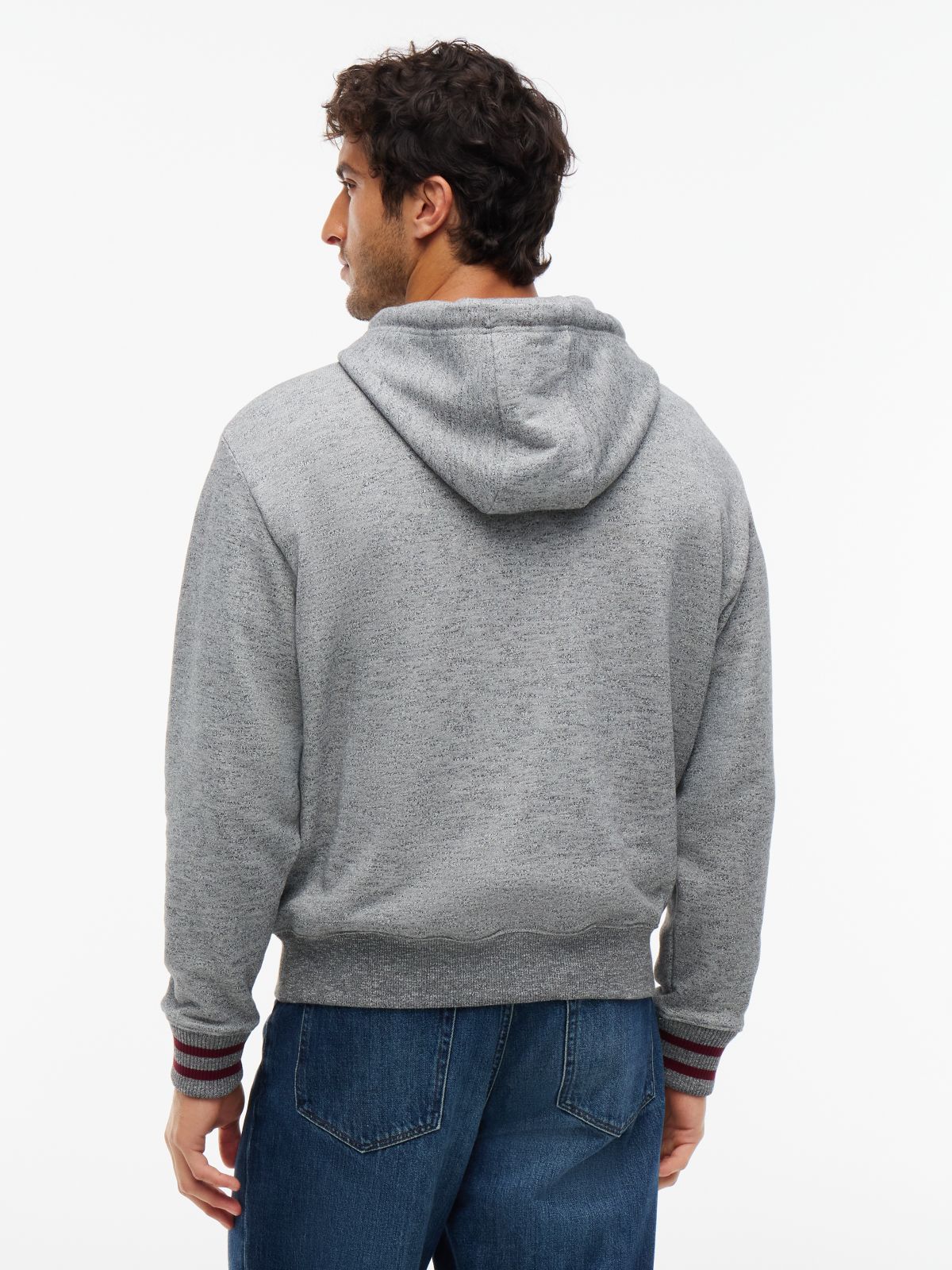 Varsity Logo Embroidery Relaxed Hoody — Grey