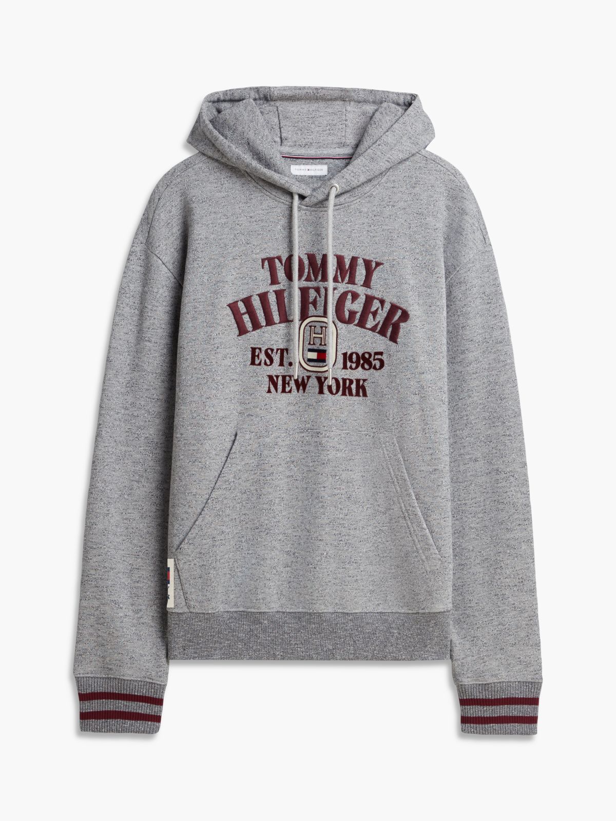 Varsity Logo Embroidery Relaxed Hoody — Grey