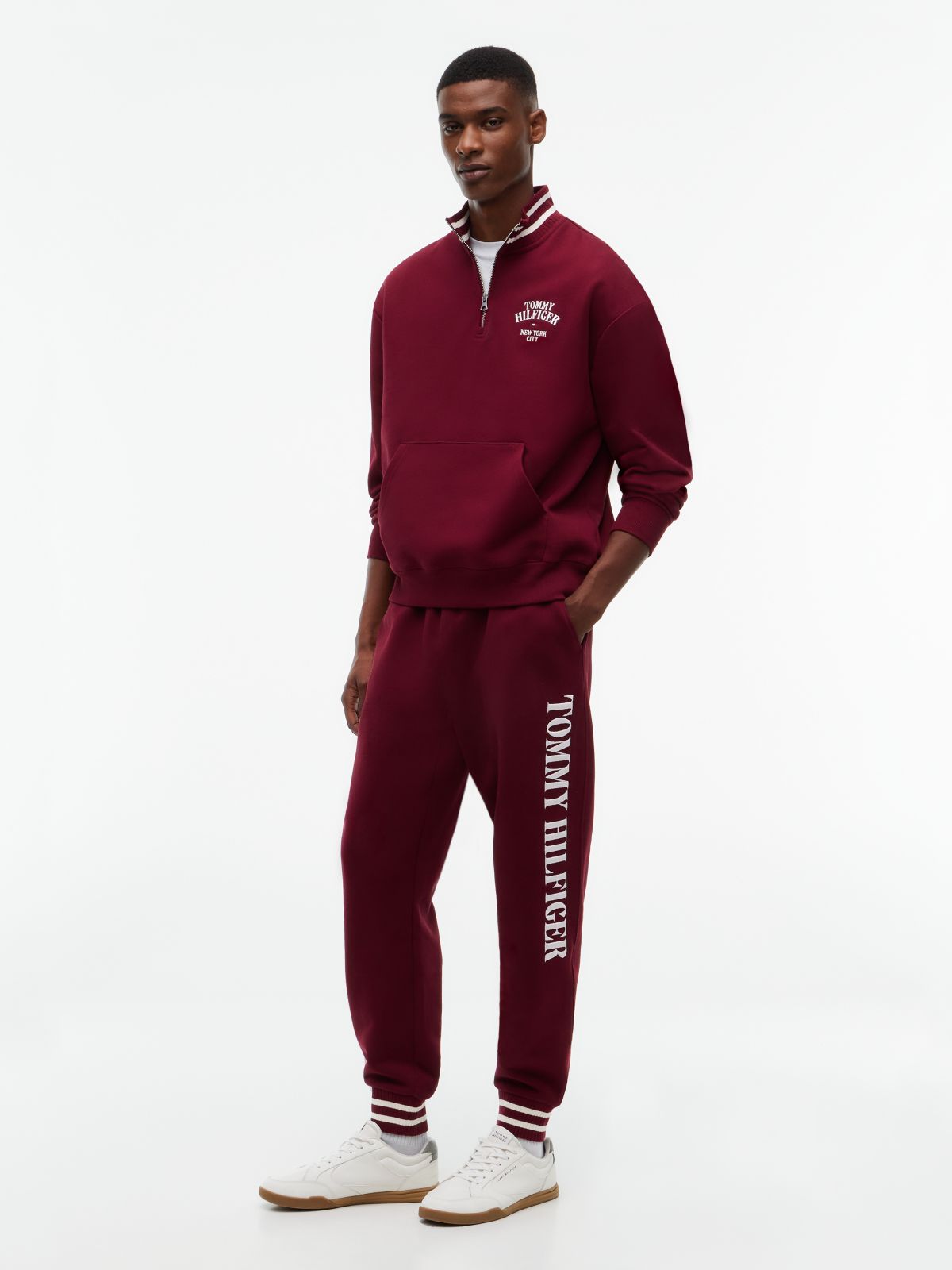 Varsity Relaxed Quarter-Zip Sweatshirt — Purple