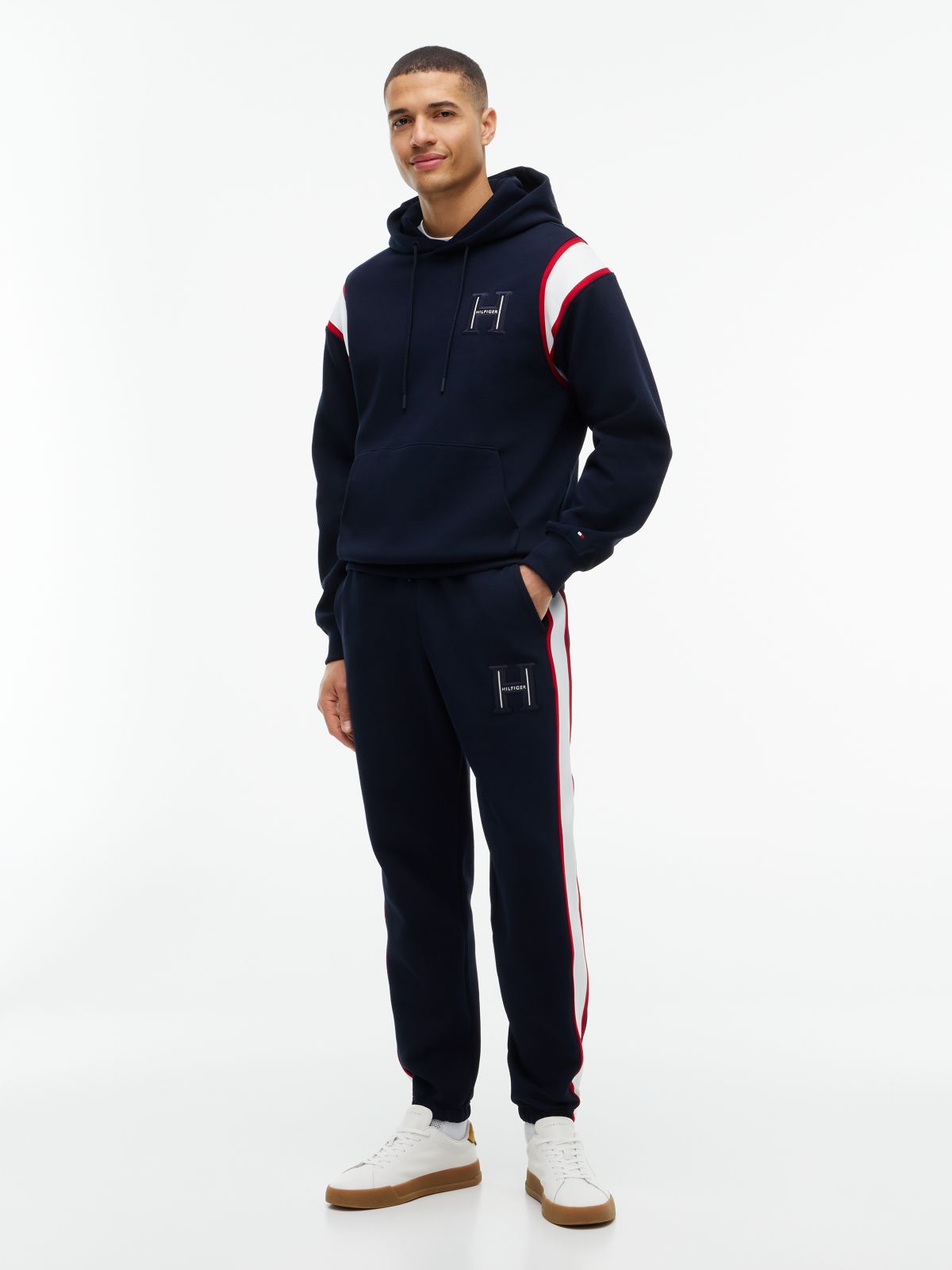 Varsity Logo Contrast Stripe Hoody — Blue