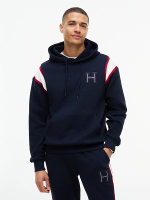 blue varsity logo contrast stripe hoody for men tommy hilfiger